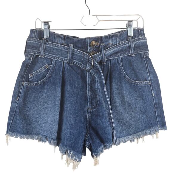 We The Free Belted Frayed Hem Denim Summer Jean Women's Shorts Small - Picture 1 of 4